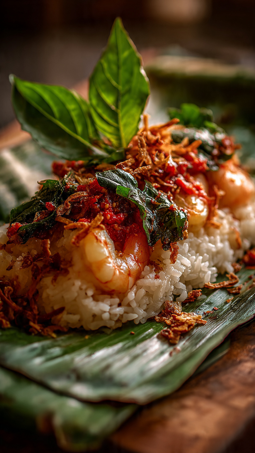 Nasi Bakar Udang Pedas